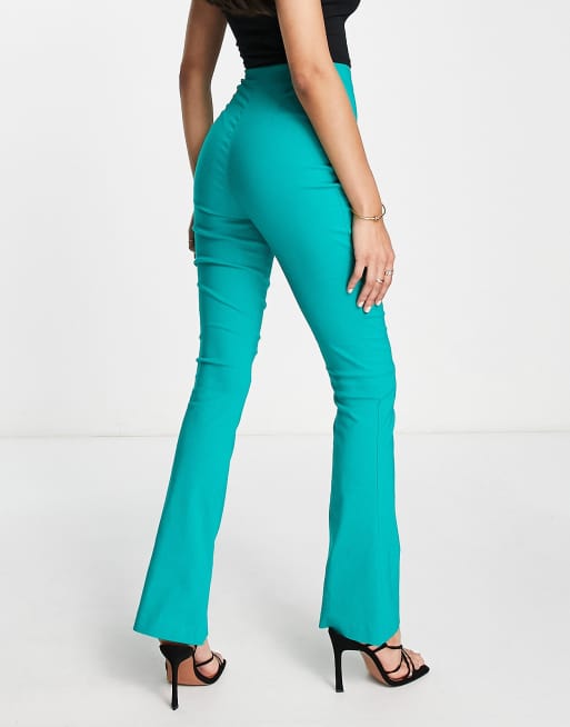 Vesper dipped waist flared pants in turquoise