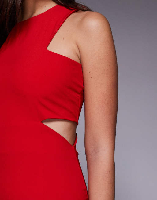 Vesper High neck maxi dress with cut-outs in red, 4 of 4