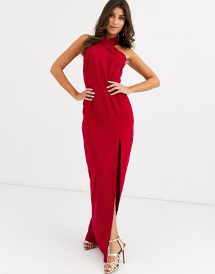 red maxi dress split