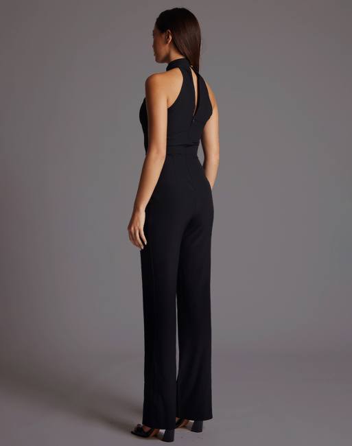 Vesper High neck wide leg jumpsuit in black, 4 of 4