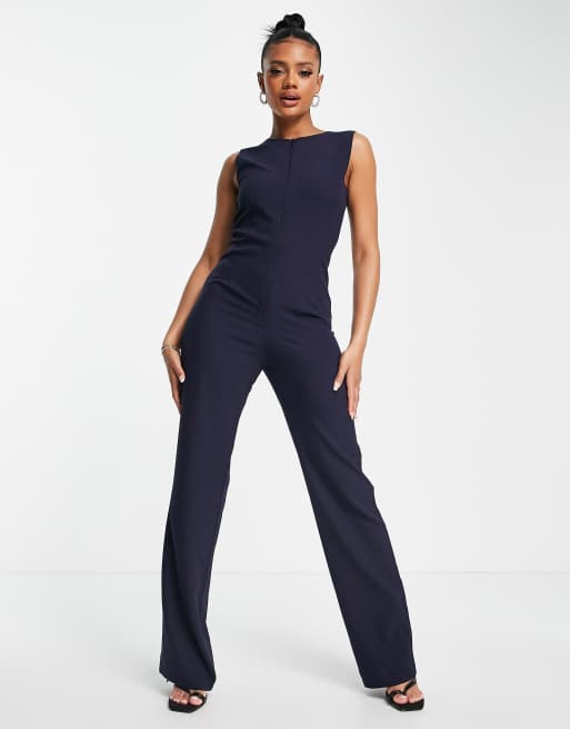 High neck store navy jumpsuit