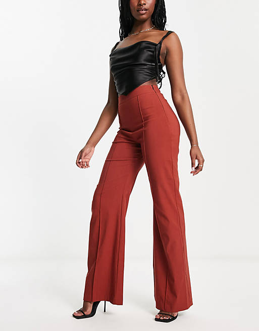 Vesper cami top and high waist flare pants set in rust