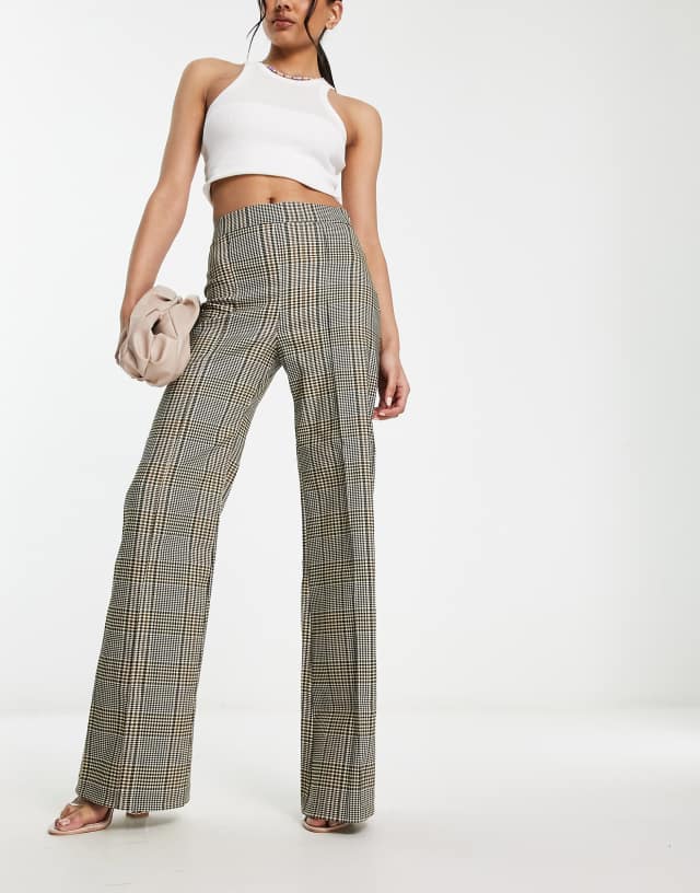 Vesper high rise tailored pants in plaid - part of a set