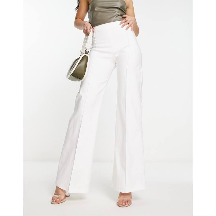 High waisted white flare hot sale pants