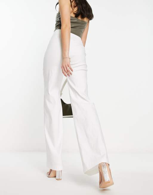 ASOS High Waist Extreme Tapered Suit Trousers in White