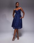 [Vesper] Vesper lace pleated sweetheart midi dress in navy 14 NAVY