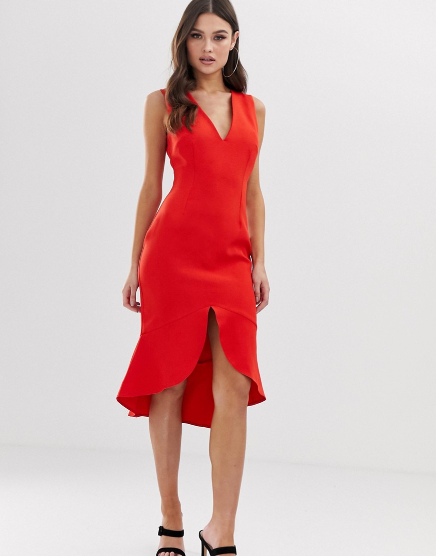 Vesper - Midi-jurk met strook in rood