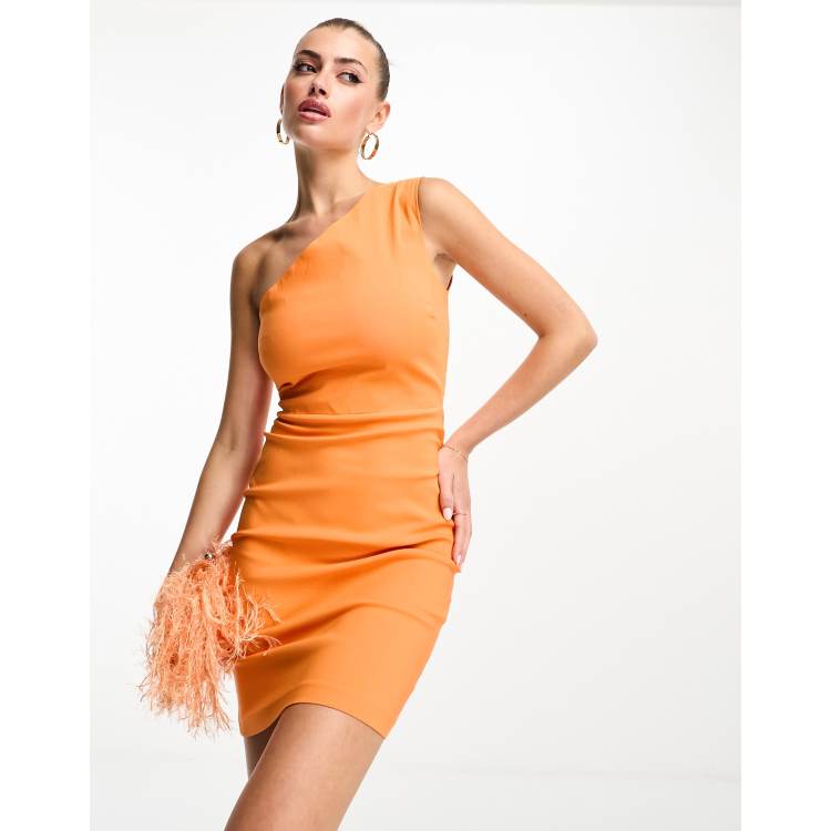 Vesper One Shoulder Bodycon Mini Dress in Orange