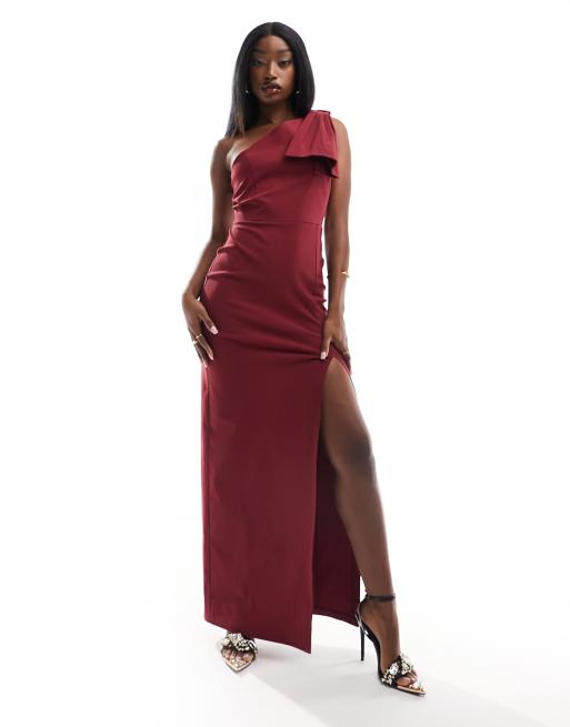 Abercrombie & Fitch draped midi dress in red with side slit