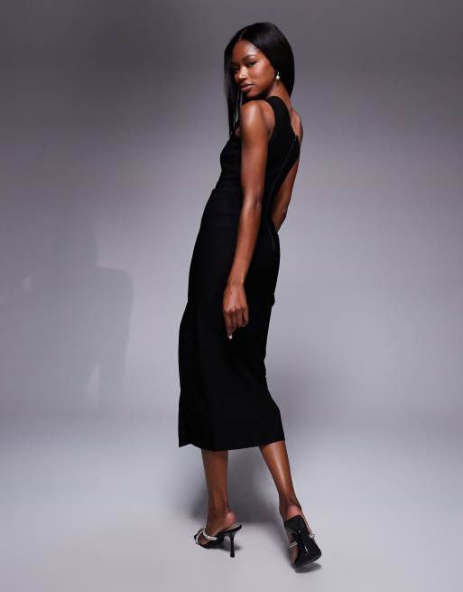 Vesper One shoulder cut out midaxi dress with thigh split in black, 2 of 4