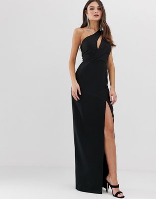 1 shoulder black dress