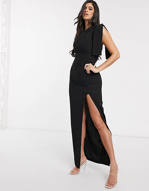 Vesper one shoulder maxi dress in black | ASOS