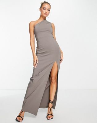 Vesper one shoulder maxi dress in grey