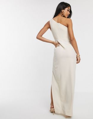 one shoulder white maxi dress
