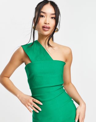 Vesper one shoulder mini bodycon dress in green | ASOS