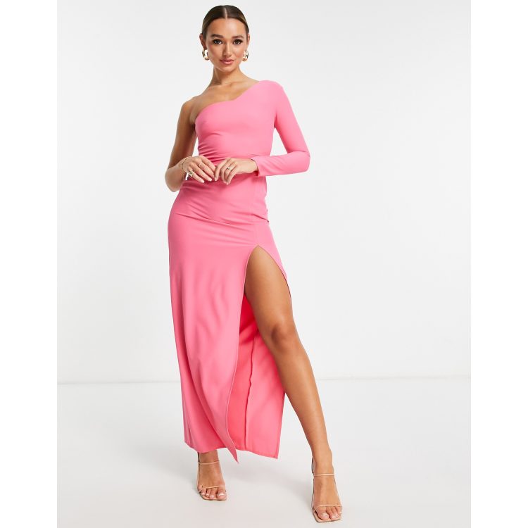 One shoulder thigh discount split maxi dress