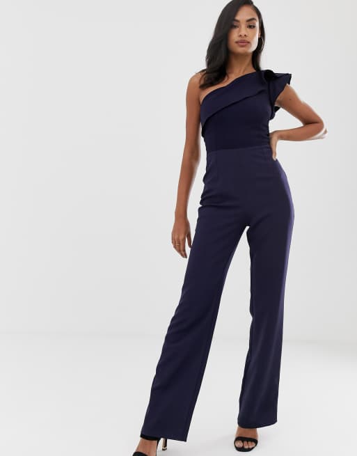 Navy sales frill jumpsuit