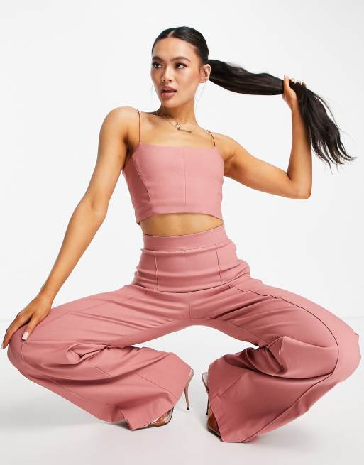 Vesper - Pantalon large à taille haute (pièce d'ensemble) - Rose militaire