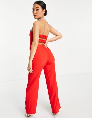 red petite jumpsuit