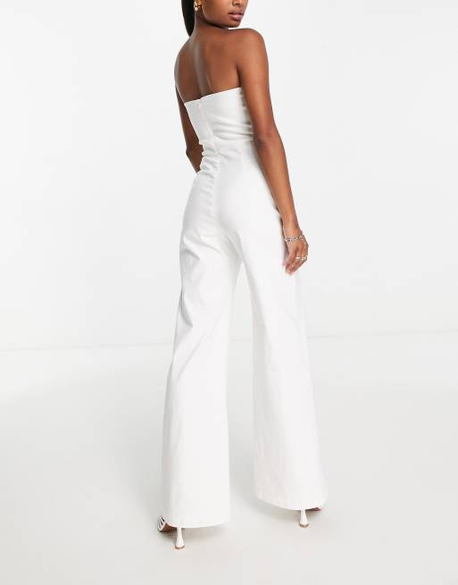 White bandeau cheap wide leg jumpsuit