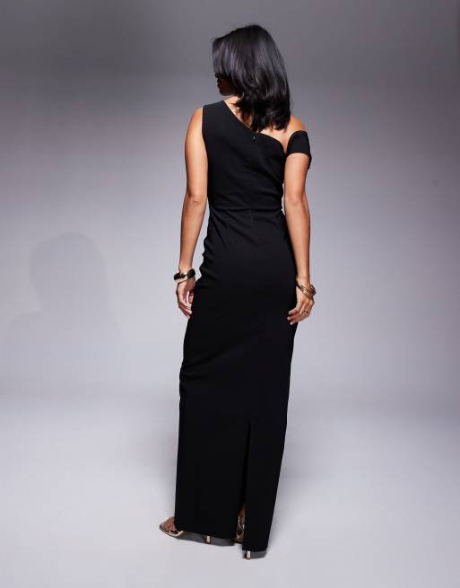 Vesper Petite bengaline one shoulder knot detail maxi
