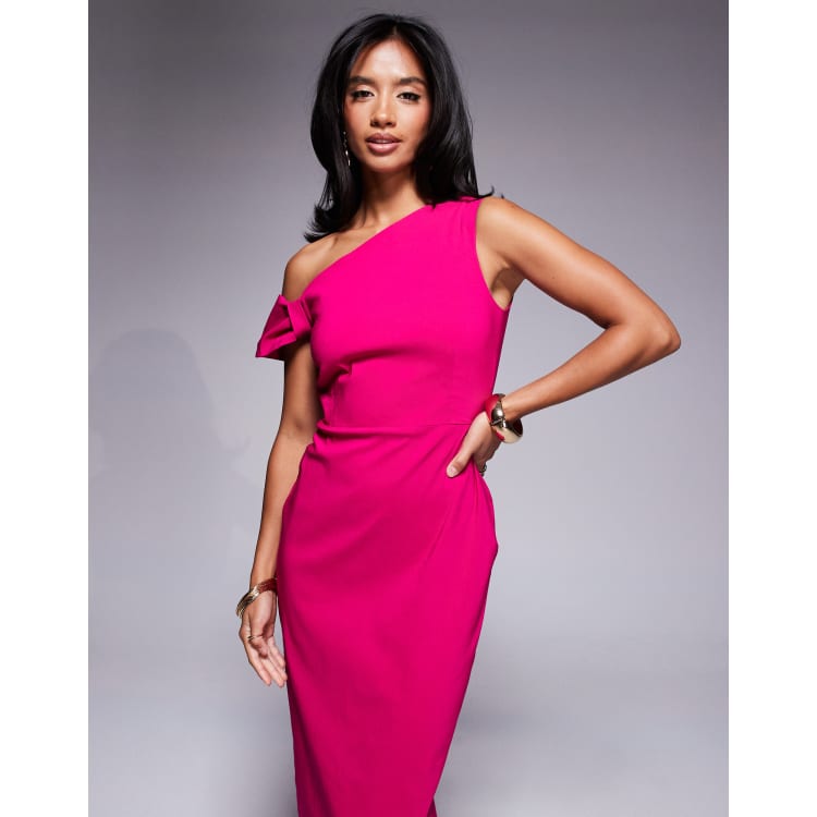 Vesper Petite bengaline one shoulder knot detail maxi