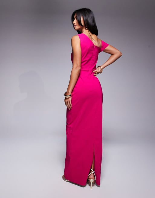 Vesper Petite bengaline one shoulder knot detail maxi