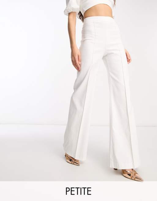 Vesper Petite bengaline tailored high waist wide leg pants in white - part of a set