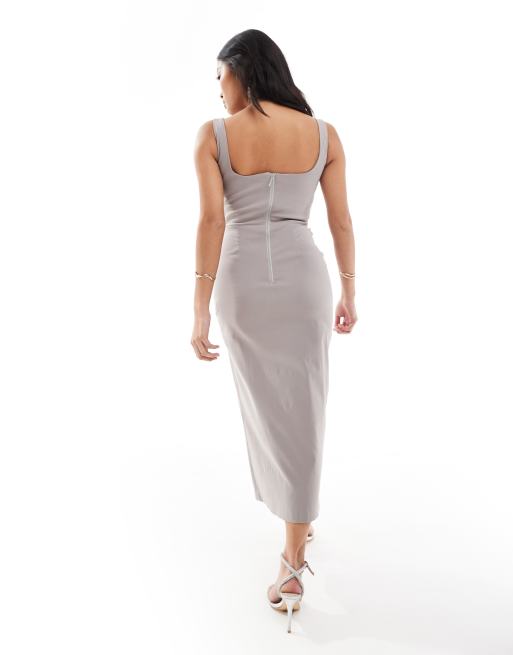 Vesper Petite exclusive sleeveless bodycon thigh slit midi