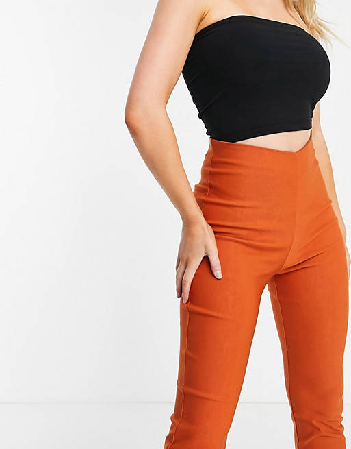 Trousers & Leggings Vesper Petite fitted trousers co-ord in rust 