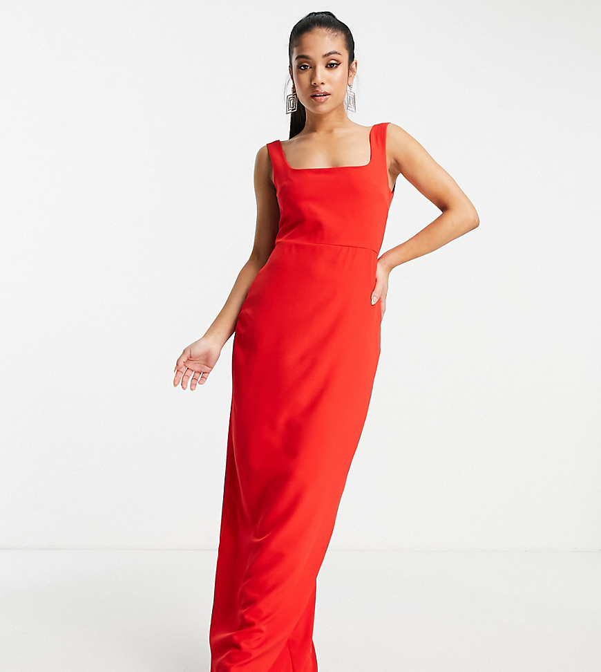 Vesper Petite - Lange jurk met split aan de voorkant in rood