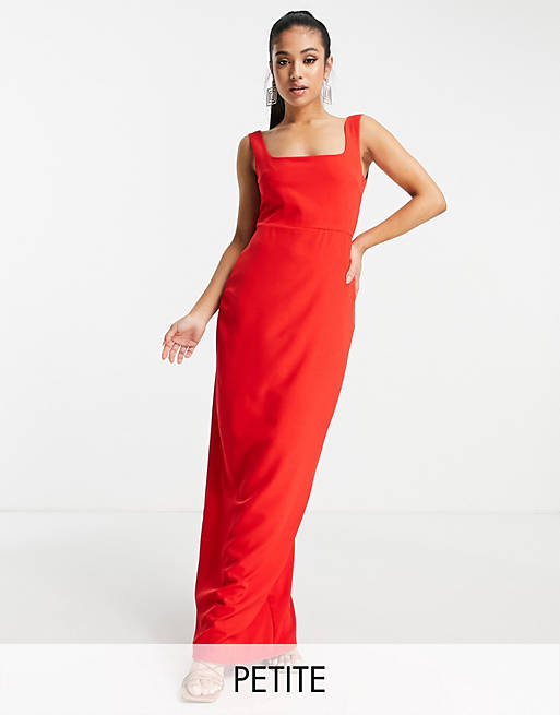 Vesper Petite - Lange jurk met split aan de voorkant in rood