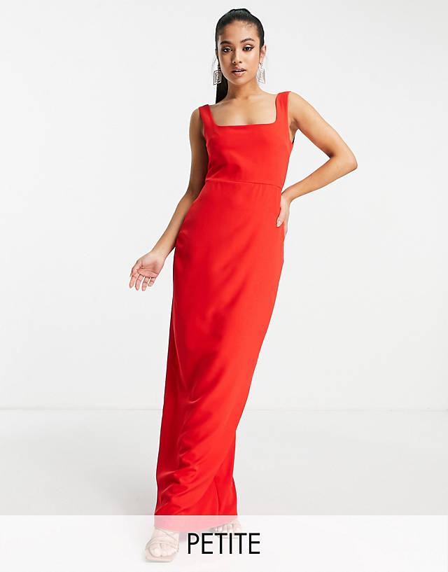 Vesper Petite - maxi dress with front split in red