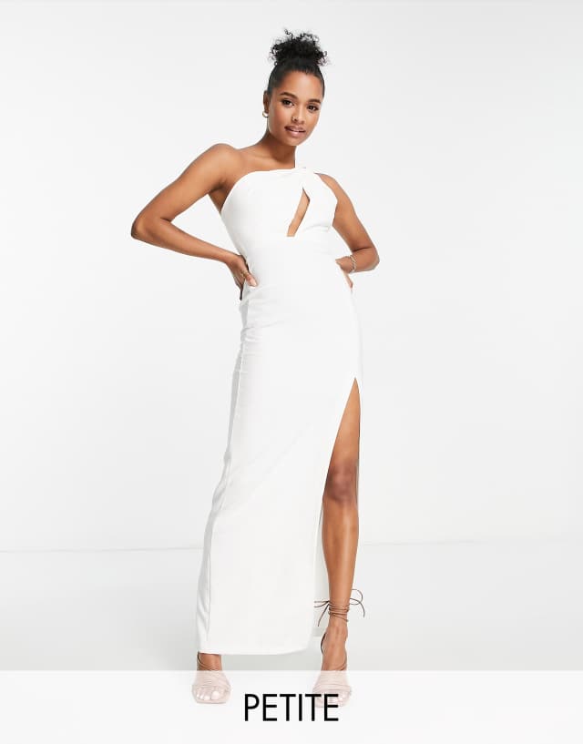 Vesper Petite one shoulder maxi dress in white