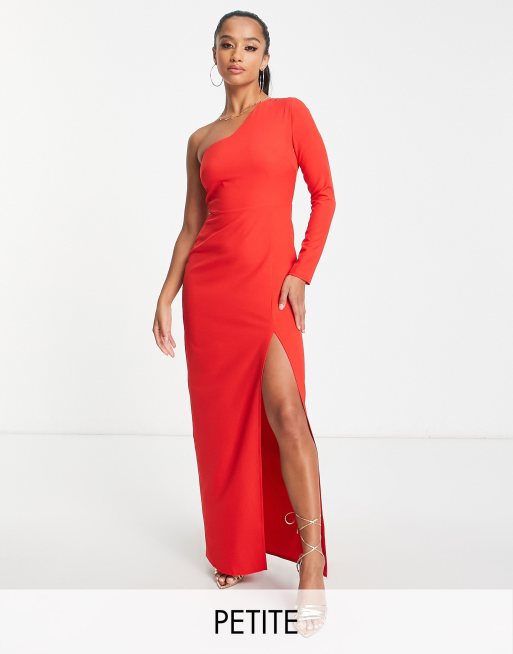 One shoulder sale maxi dress red