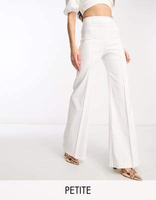 Vesper Petite tailored high waist wide leg pants in white - part of a set