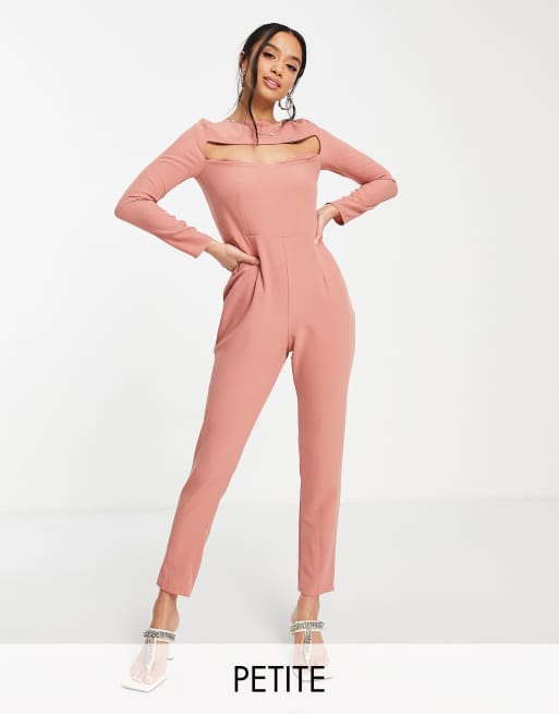 Vesper Petite - Tuta jumpsuit malva tenue con scollo squadrato e dettaglio sul busto con cut-out
