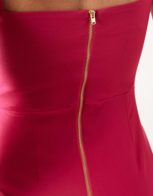 Vesper - Pink midikjole i bengalin med camistropper, 4 af 4