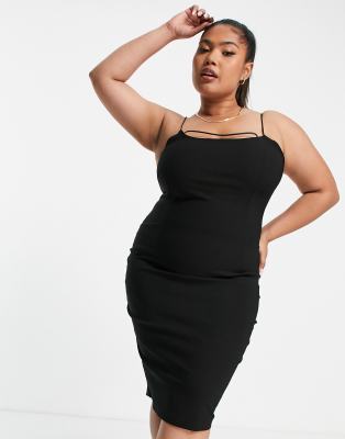 plus size black bodycon midi dress