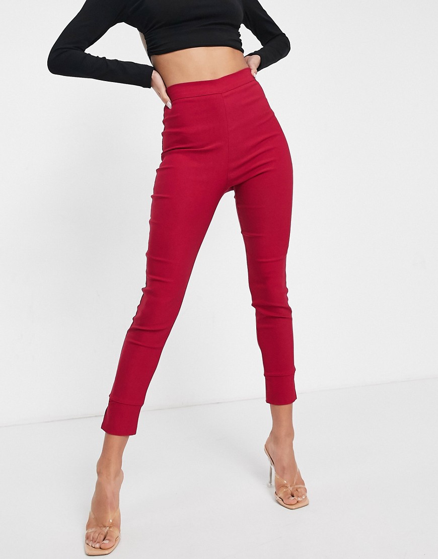 Vesper Plus high waist pants in deep raspberry-Red