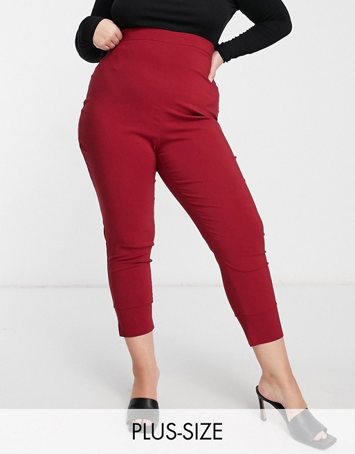 Vesper Plus high waist trouser in deep raspberry