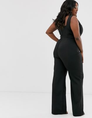 plus plunge wide leg jumpsuit