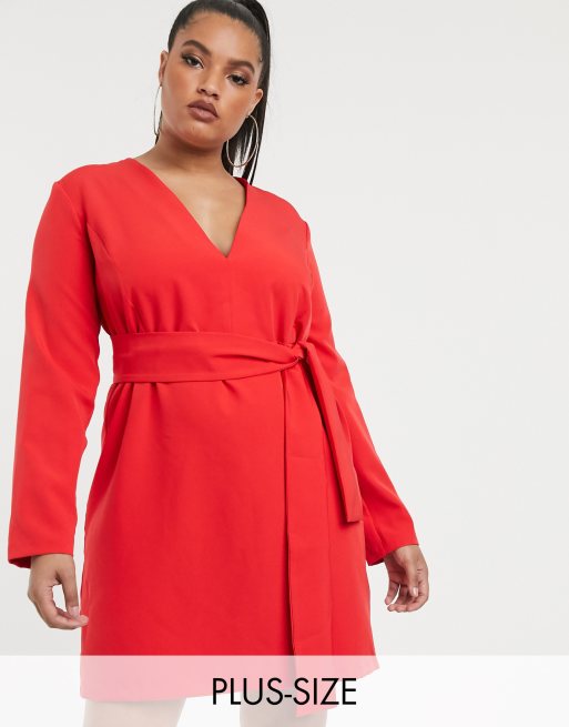 Vesper Plus - Robe smoking ajustée avec liens sur le devant - Rouge