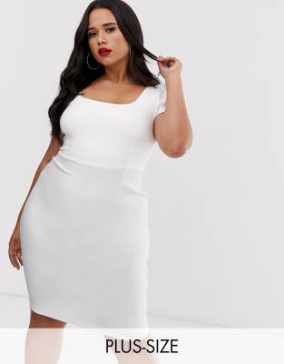 vesper square neck pencil dress in white