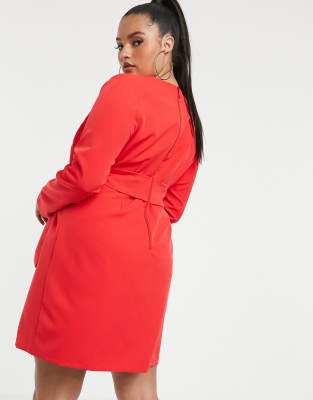 red tailored dress
