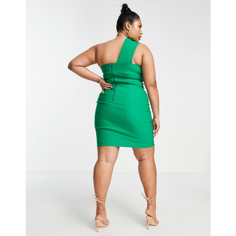 Donna Vestiti da sera Vesper Plus - Vestito a fascia corto monospalla verde