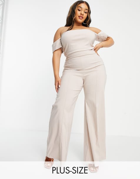 Vesper Plus wide leg trouser with seam detail co-ord in ecru