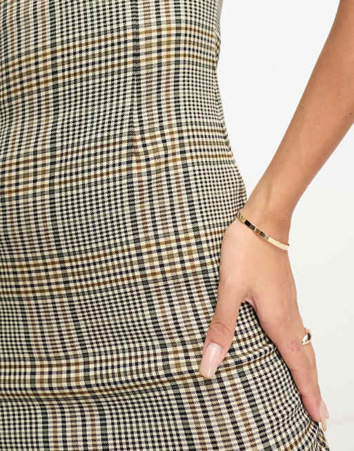 Vesper - Robe moulante mi-longue à encolure carrée et carreaux, 2 de 4