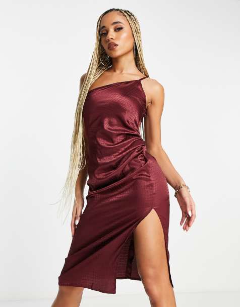 Satin Slip Midi Dress with Lace Trim - Black – Haute & Rebellious