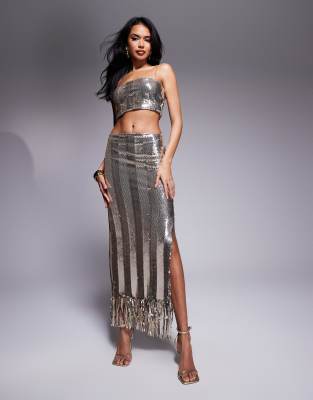 Vesper Sequin midaxi skirt in gold